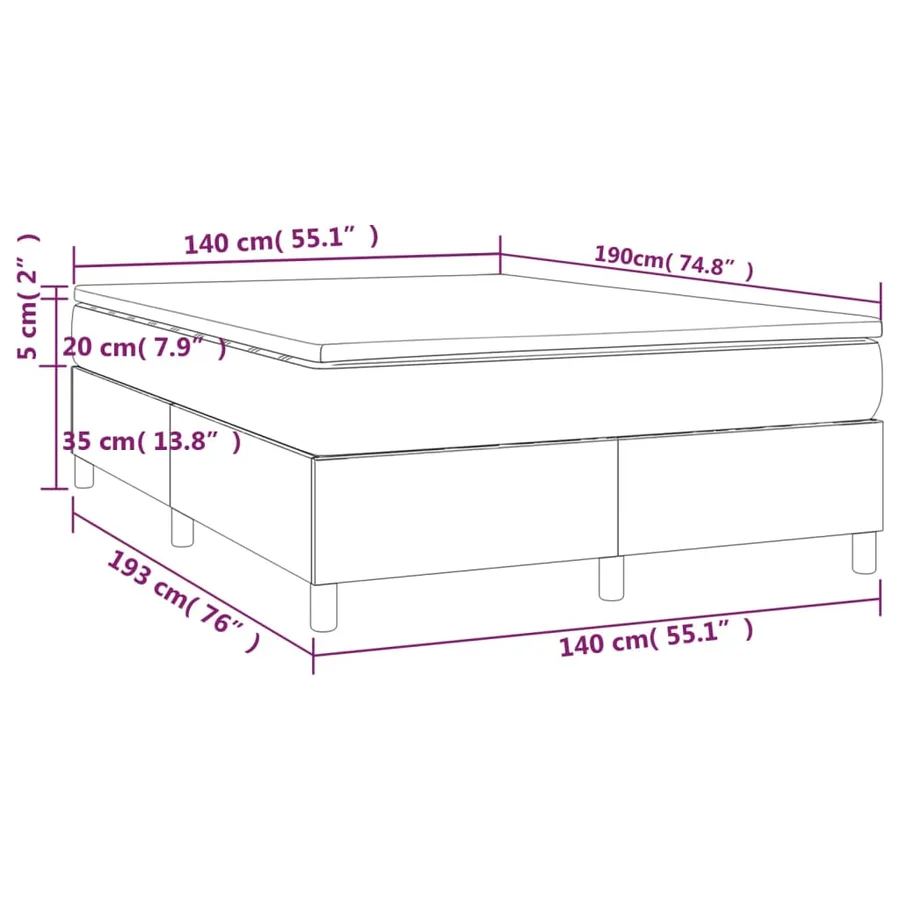 Sommier à lattes de lit avec matelas Noir 140x190 cm Tissu - 10