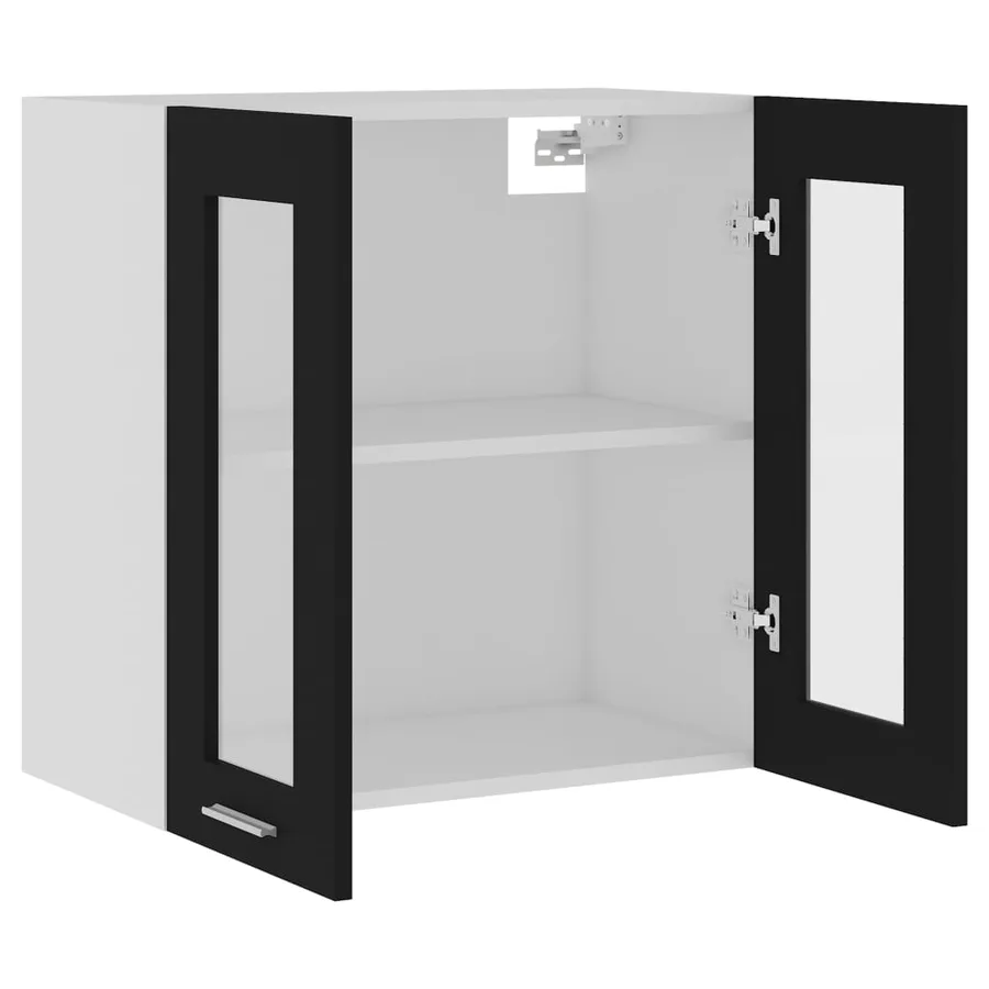 Vitrine suspendue "Lyon" Noir 60 x 31 x 60 cm Bois d'ingénierie - 5