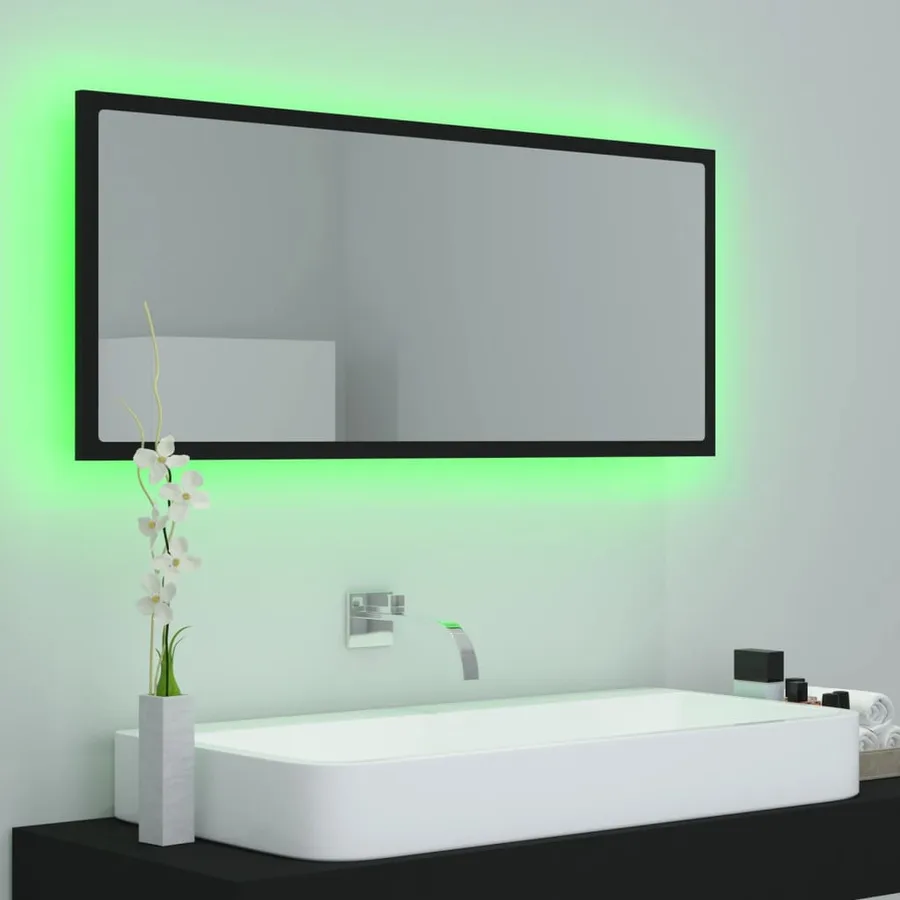 Miroir à LED de salle de bain Noir 100x8,5x37 cm Acrylique - 4