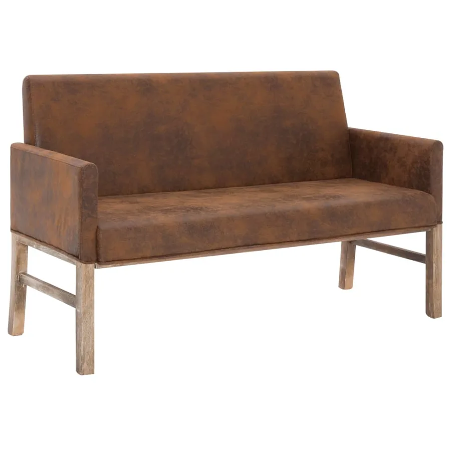 Banc avec accoudoir 140 cm Marron Similicuir daim - 2