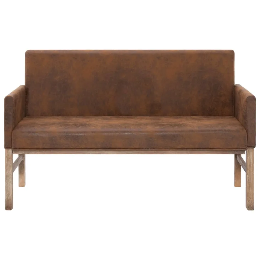 Banc avec accoudoir 140 cm Marron Similicuir daim - 3