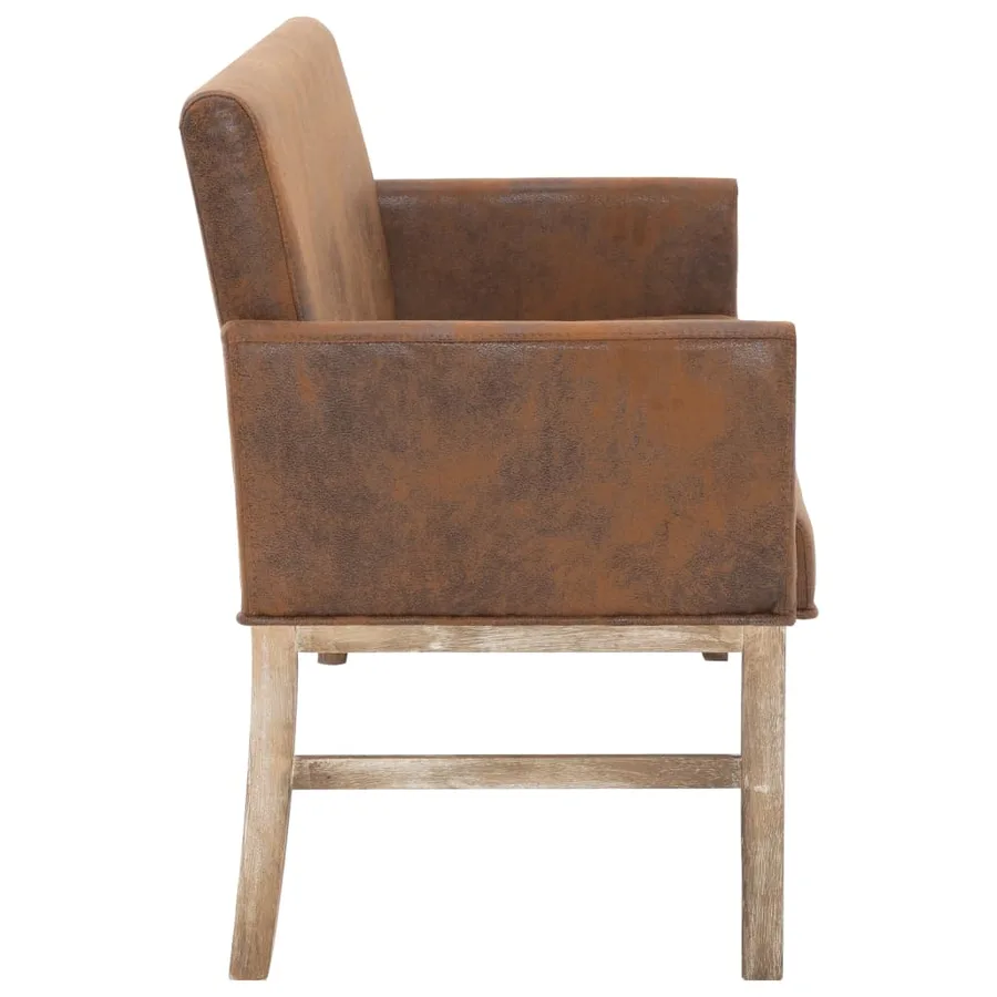 Banc avec accoudoir 140 cm Marron Similicuir daim - 4
