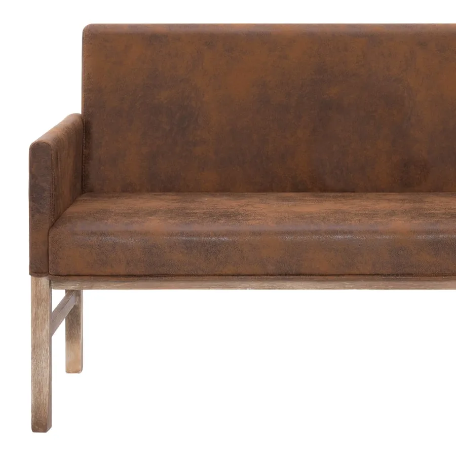 Banc avec accoudoir 140 cm Marron Similicuir daim - 6