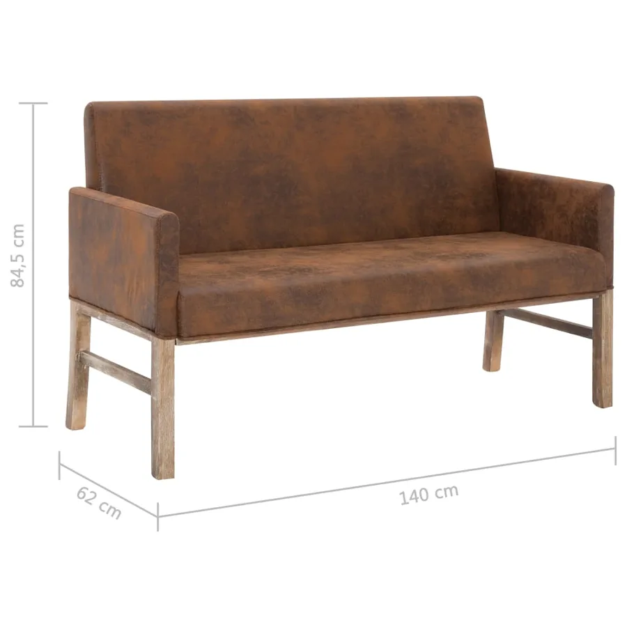 Banc avec accoudoir 140 cm Marron Similicuir daim - 8