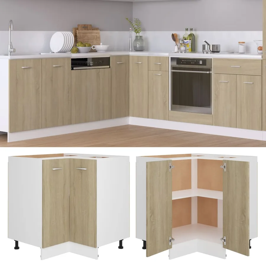 Armoire d'angle basse "Lyon" Chêne Sonoma 75,5 x 75,5 x 81,5 cm Bois d'ingénierie
