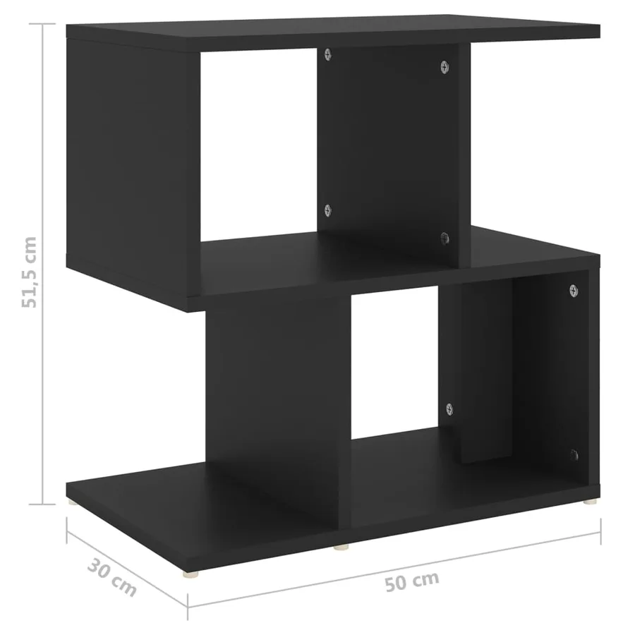 Table de chevet noir 50x30x51,5 cm bois d'ingénierie - 7