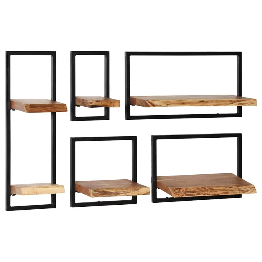 Set d'étagères murales 5 pcs Bois d'acacia massif et acier - 10
