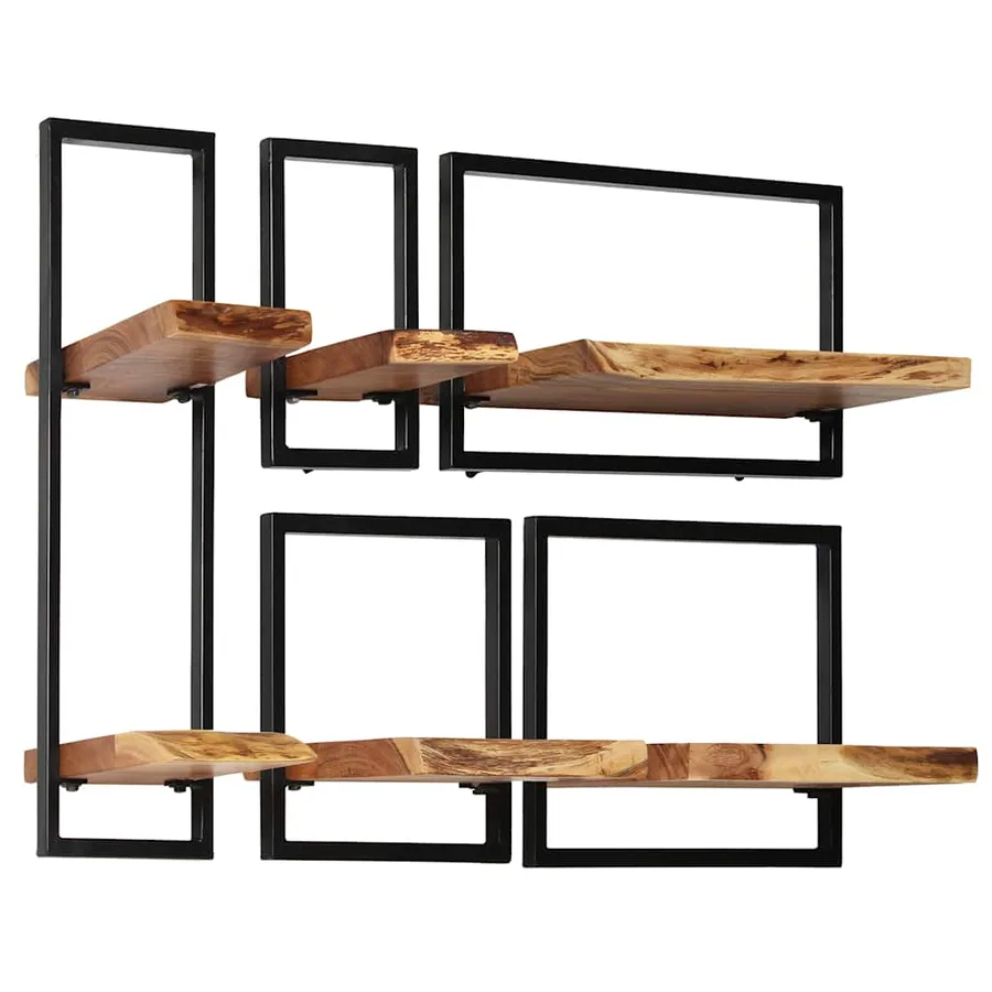 Set d'étagères murales 5 pcs Bois d'acacia massif et acier - 3