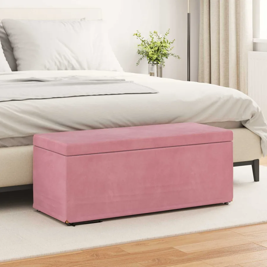 Tabouret Rose 101 x 41 x 40 cm Velours et Bois Composite