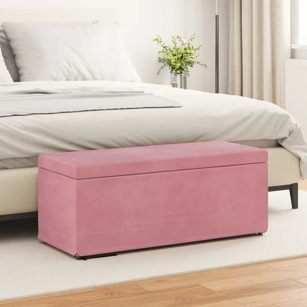 Tabouret Rose 101 x 41 x 40 cm Velours et Bois Composite