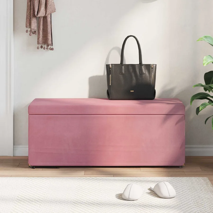 Tabouret Rose 101 x 41 x 40 cm Velours et Bois Composite - 3