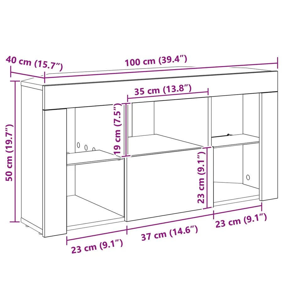 Meuble TV LED d'Angle Noir 100 x 40 x 50 cm Bois d'ingénierie - 14