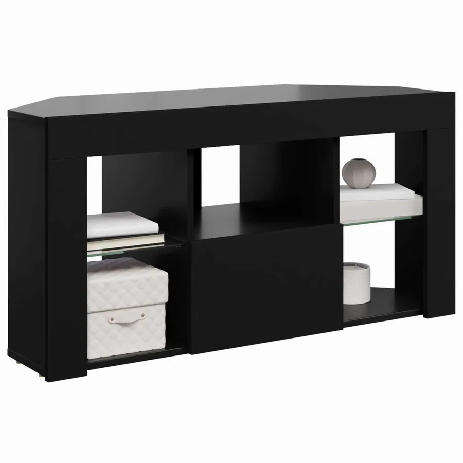 Meuble TV LED d'Angle Noir 100 x 40 x 50 cm Bois d'ingénierie - 3