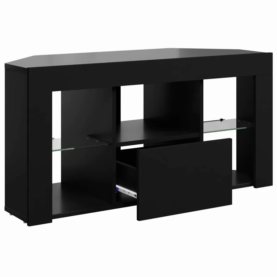 Meuble TV LED d'Angle Noir 100 x 40 x 50 cm Bois d'ingénierie - 7