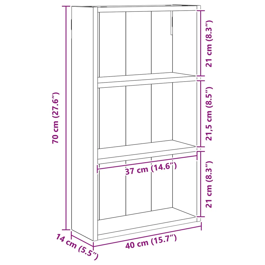 Armoire murale de salle de bain Chêne Sonoma 40 x 14 x 70 cm - 10