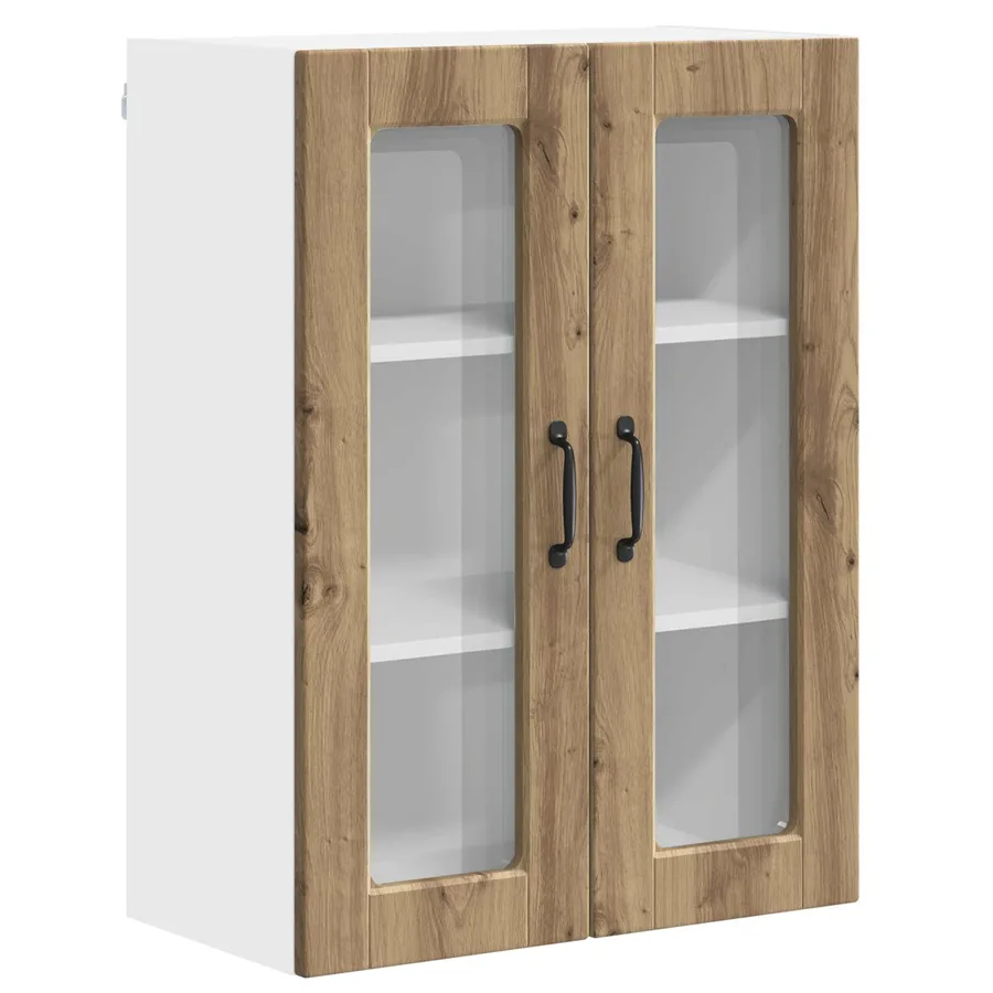 Cabinet en verre mural PORTO Chêne artisanal 60 x 31 x 80 cm - 2
