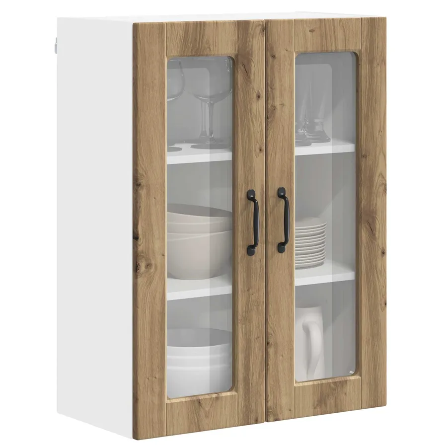 Cabinet en verre mural PORTO Chêne artisanal 60 x 31 x 80 cm - 3