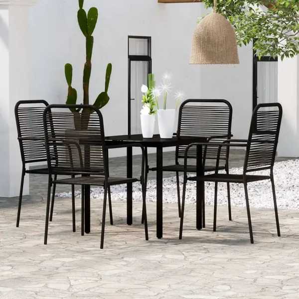 Ensemble à manger de jardin 5 pcs Noir