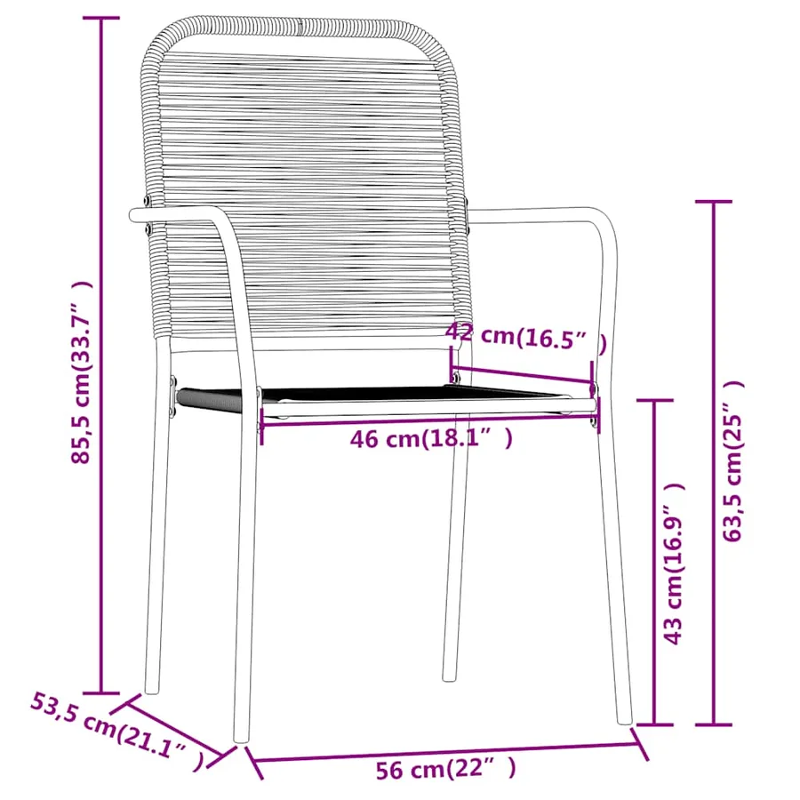 Ensemble à manger de jardin 5 pcs Noir - 7