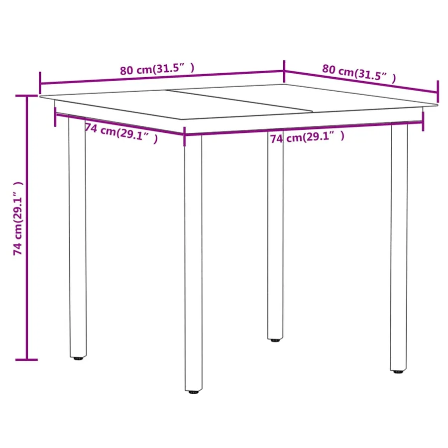Ensemble à manger de jardin 5 pcs Noir - 8