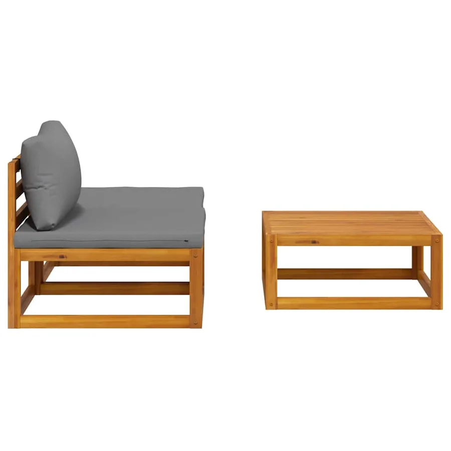 Salon de jardin 3 pcs avec coussins Bois d'acacia solide - 9