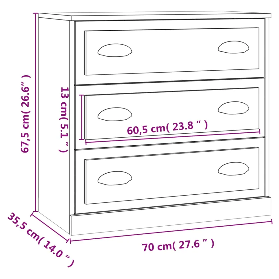 Buffet gris béton 70x35,5x67,5 cm bois d'ingénierie - 10