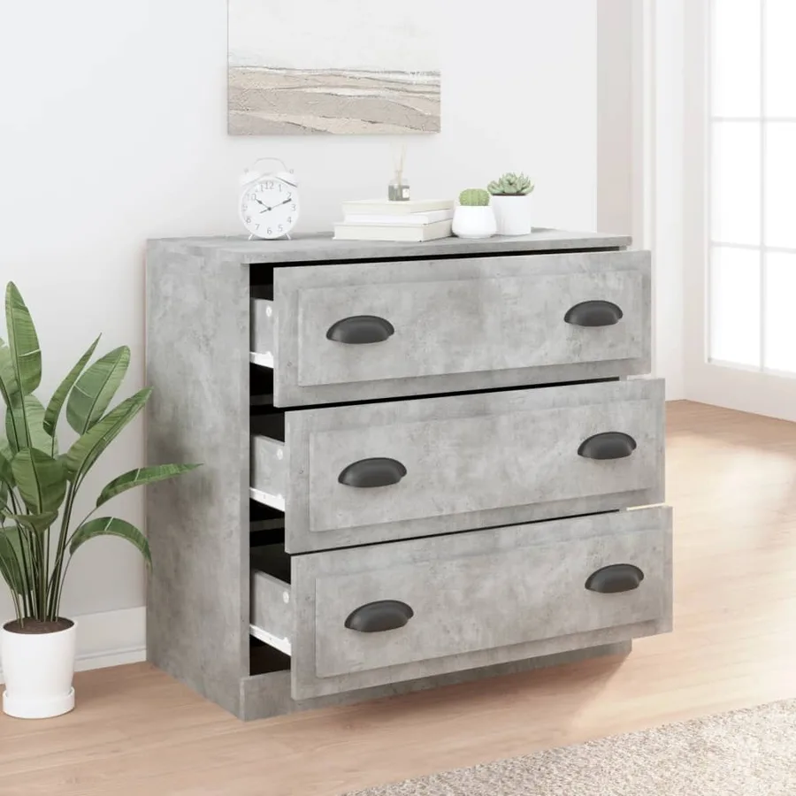 Buffet gris béton 70x35,5x67,5 cm bois d'ingénierie - 6