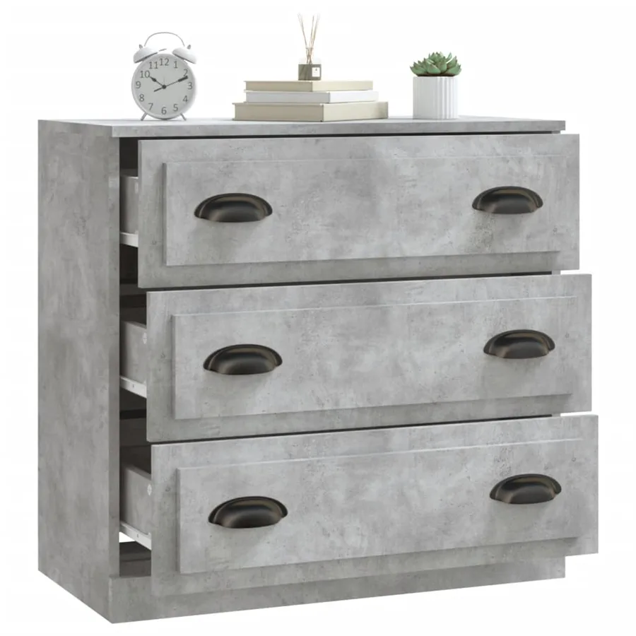Buffet gris béton 70x35,5x67,5 cm bois d'ingénierie - 7