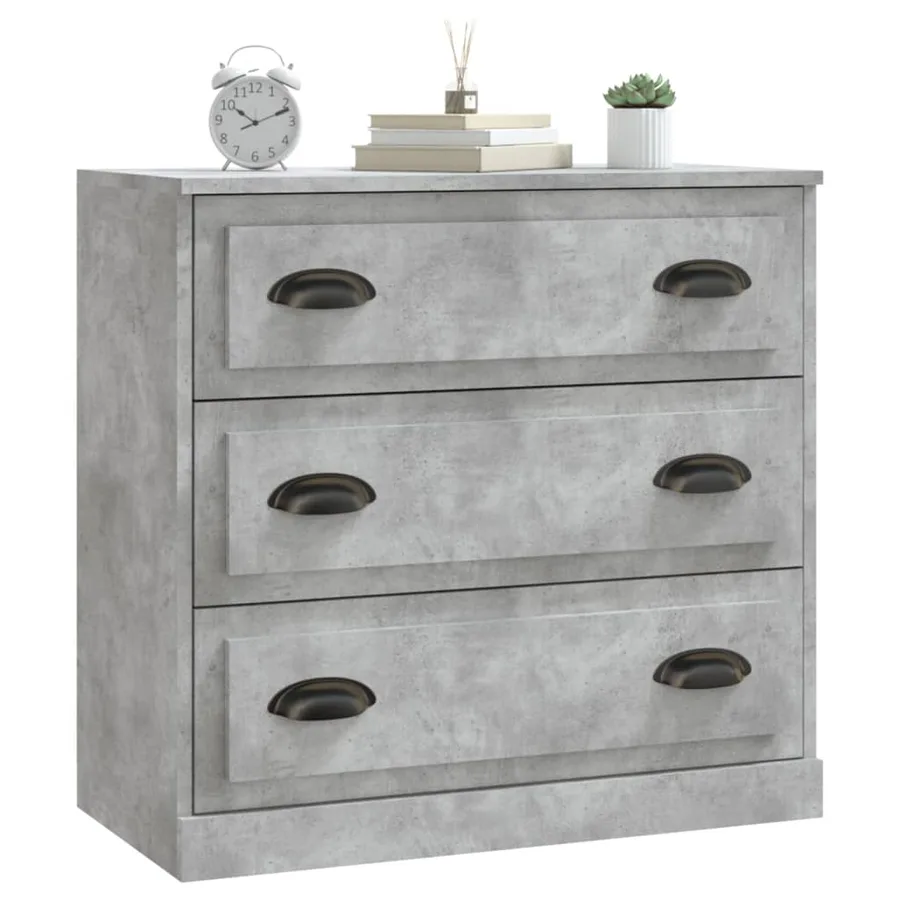 Buffet gris béton 70x35,5x67,5 cm bois d'ingénierie - 8