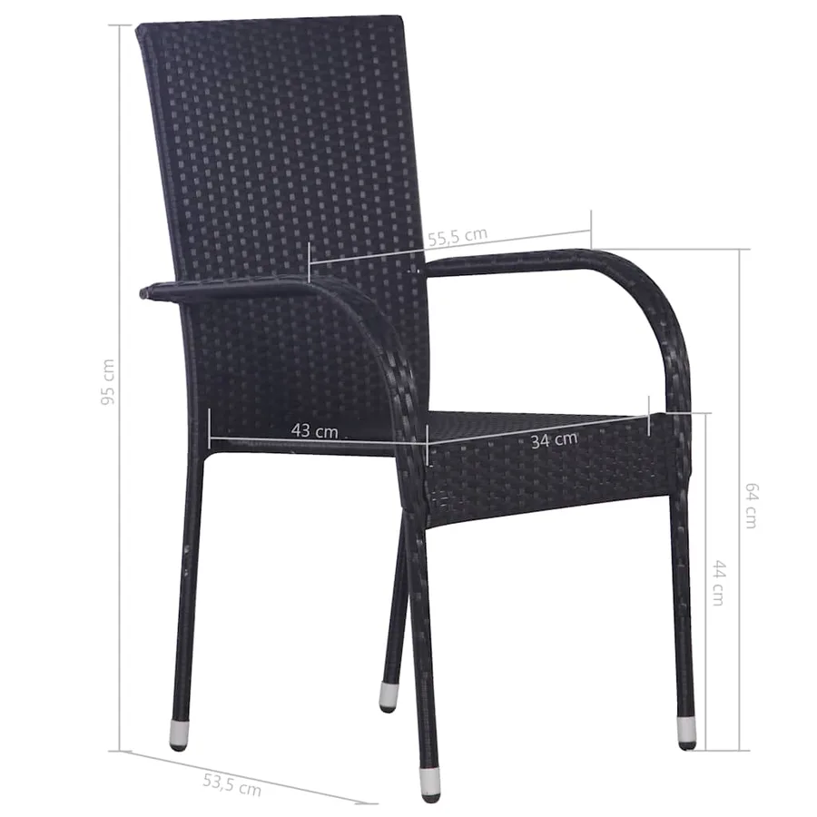 Ensemble à manger de jardin 7 pcs Résine tressée Noir - 10