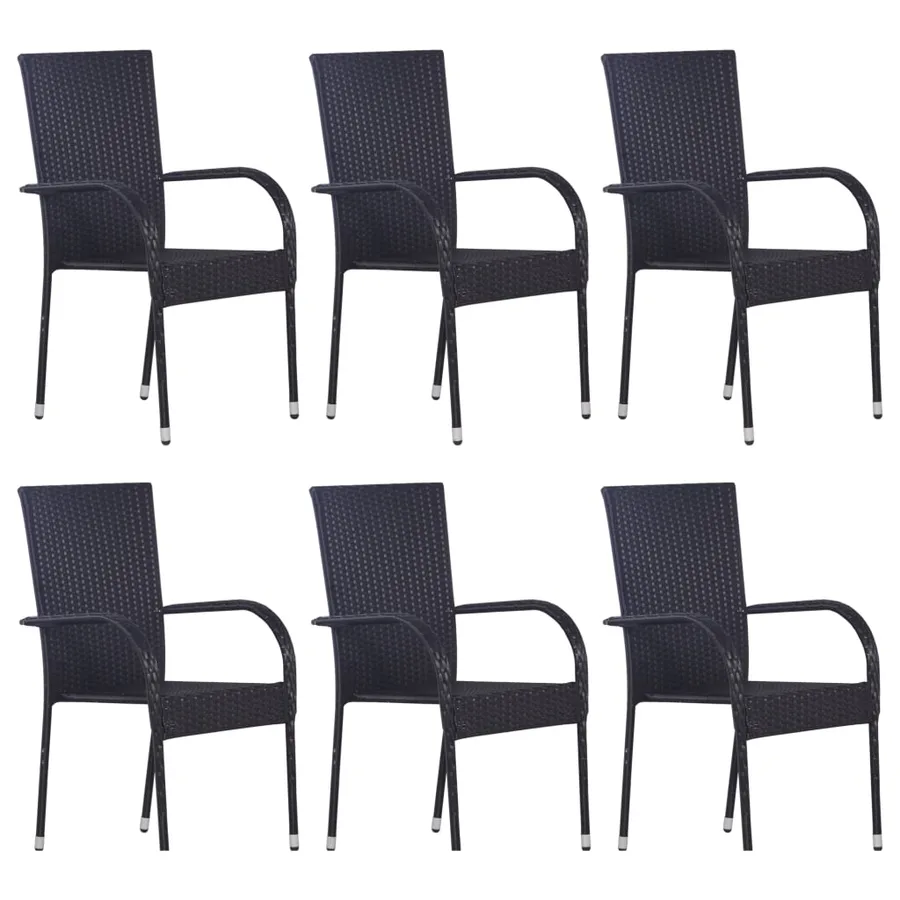 Ensemble à manger de jardin 7 pcs Résine tressée Noir - 5