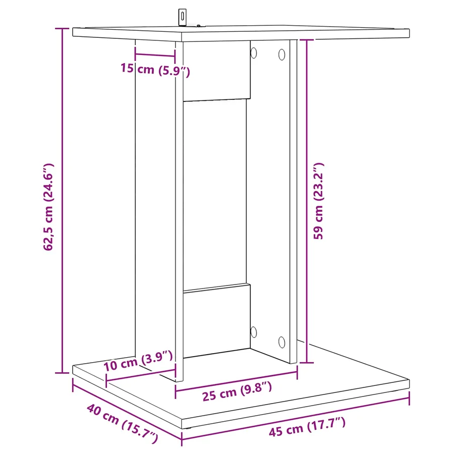 Table d'appoint Chêne artisanal 45 x 40 x 62,5 cm - 13