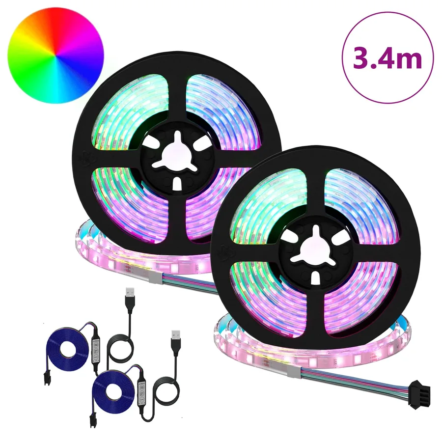 Bande LED 2 pcs Noir et Transparent 1700 mm Cuivre et plastique - 2