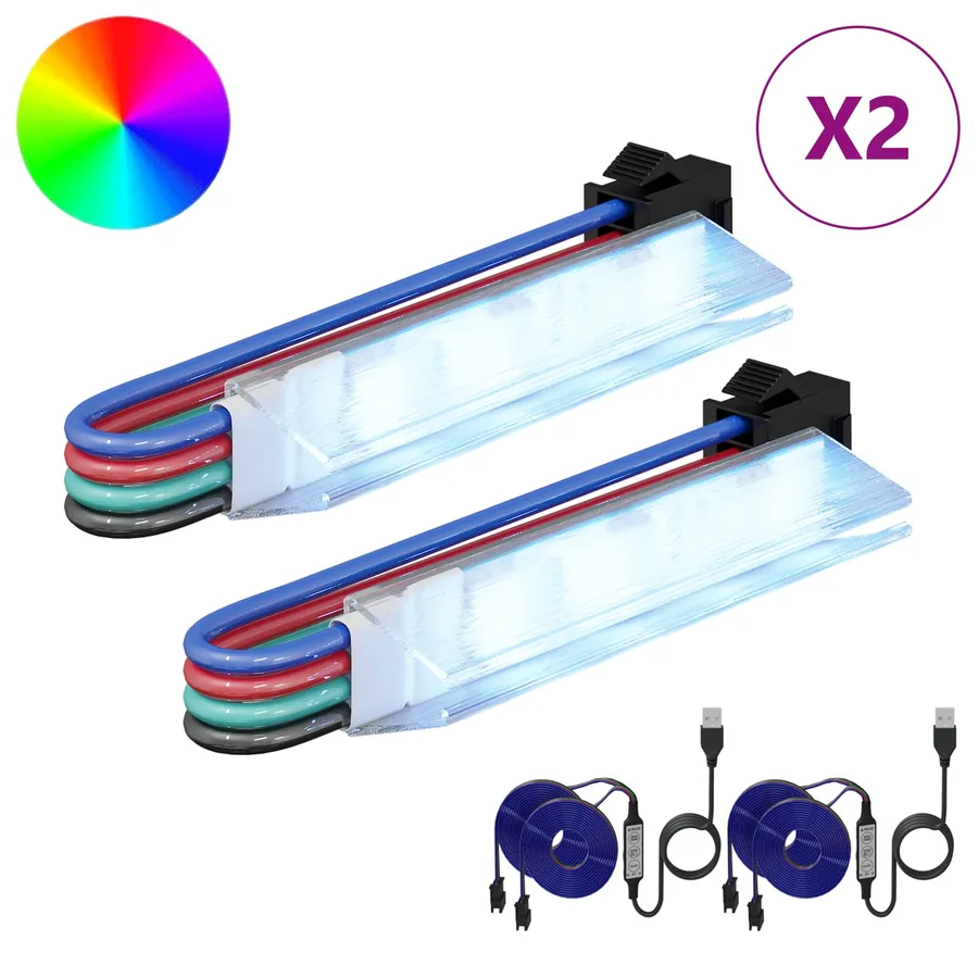 Bande LED 2 pcs Noir et Multicolore 1745 mm Cuivre et plastique - 2