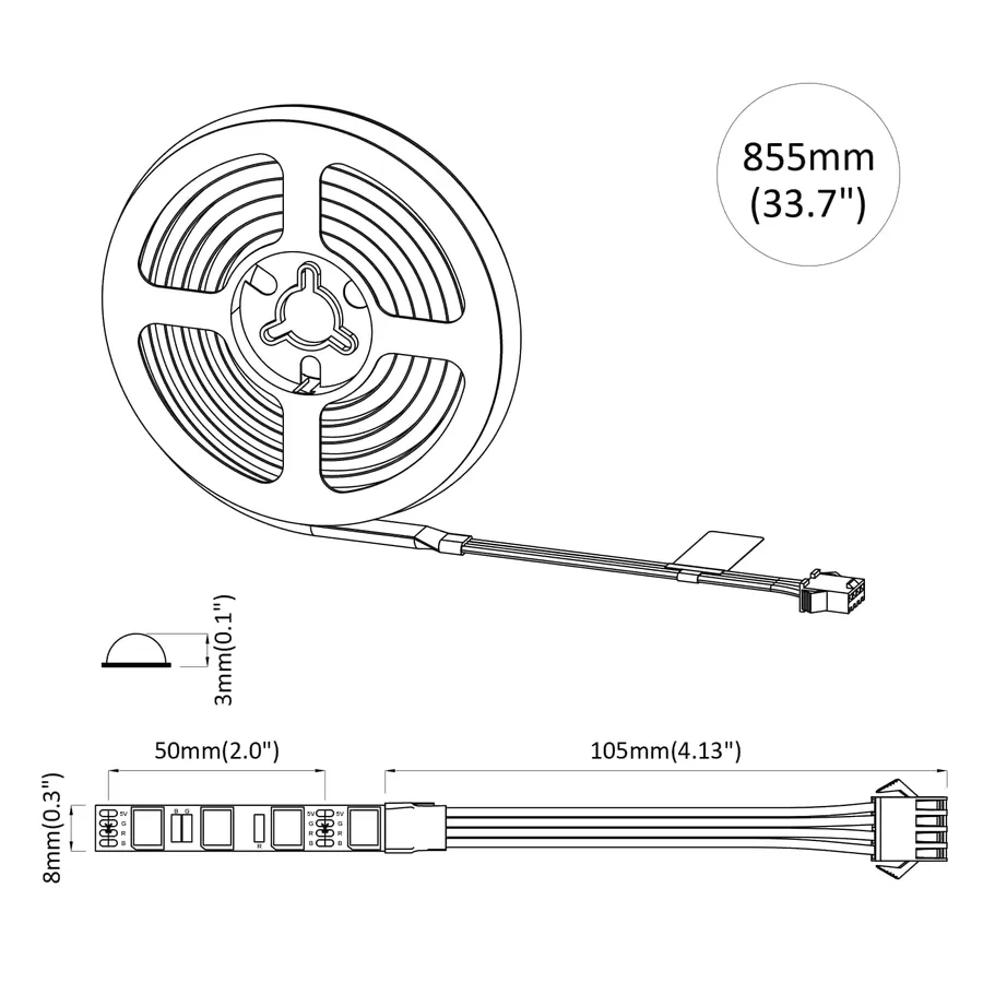 Bande LED 12 pcs Noir et Transparent 750 mm Cuivre et plastique - 9