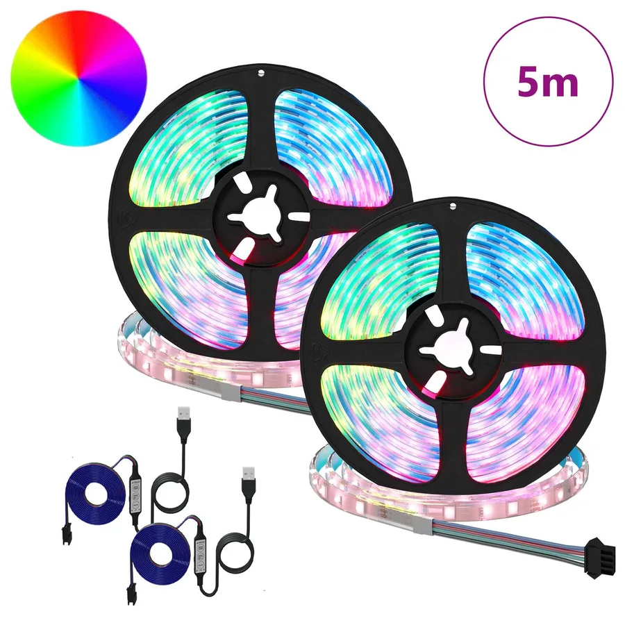 Bande LED 2 pcs Noir et Transparent 2500 mm Cuivre et plastique - 2