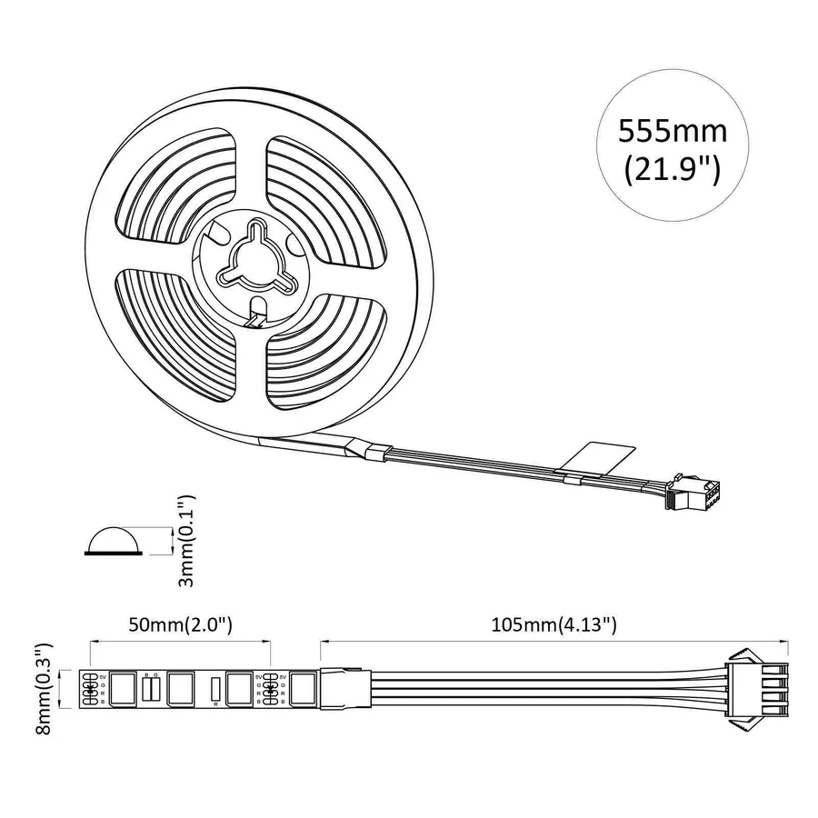 Bande LED 12 pcs Noir et Transparent 550 mm Cuivre et plastique - 9