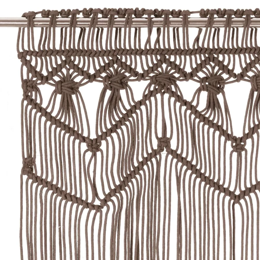Rideau en macramé Taupe 140x240 cm Coton - 3