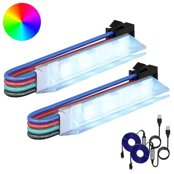 Bande LED 2 pcs Noir et Blanc 1745 mm Cuivre et plastique