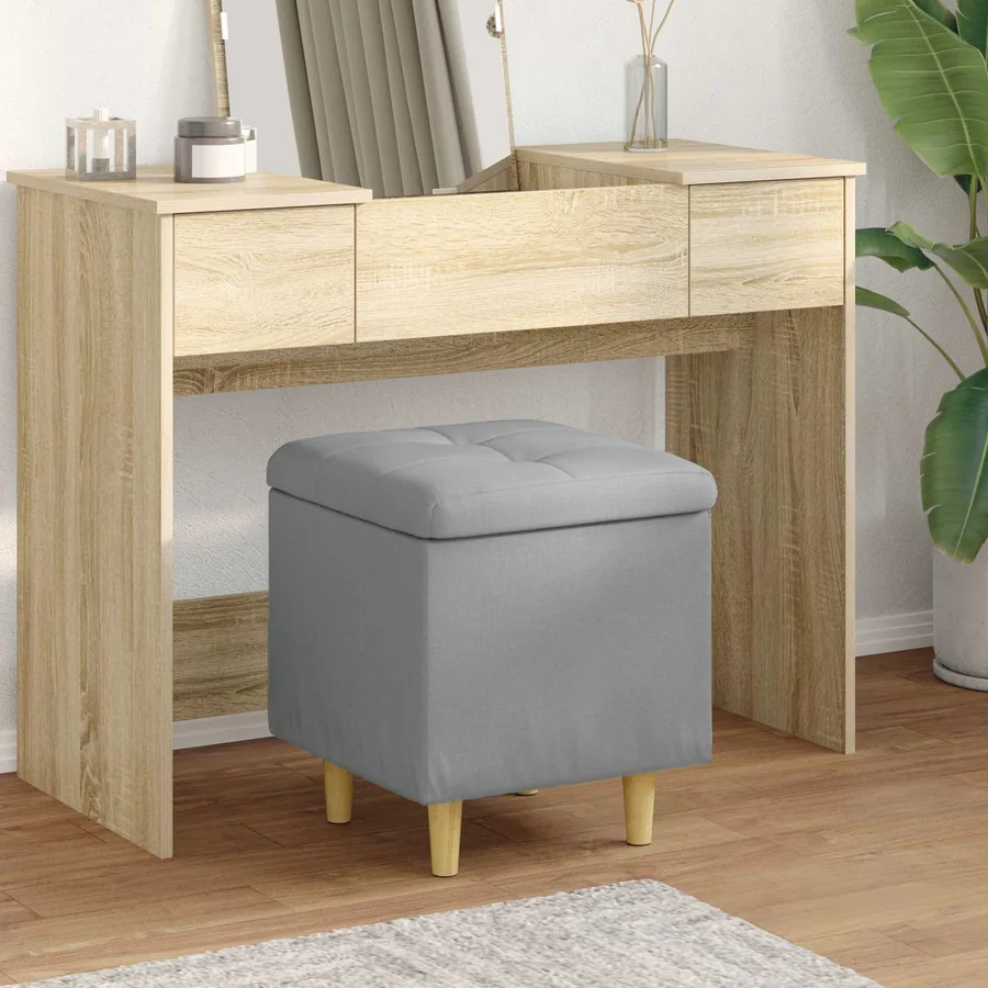 Ottoman avec rangement Gris clair 40 x 40 x 45 cm tissu