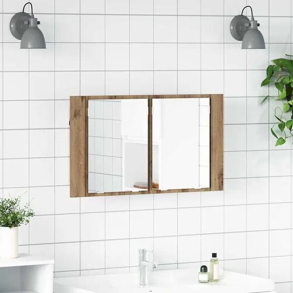 Armoire Miroir de Salle de Bain Chêne artisanal 80 x 12 x 45 cm