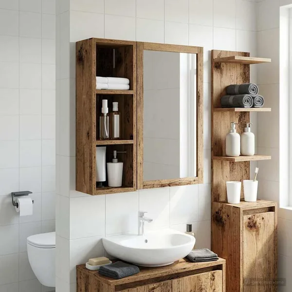 Armoire murale de salle de bain Bois ancien 20 x 16 x 62,5 cm