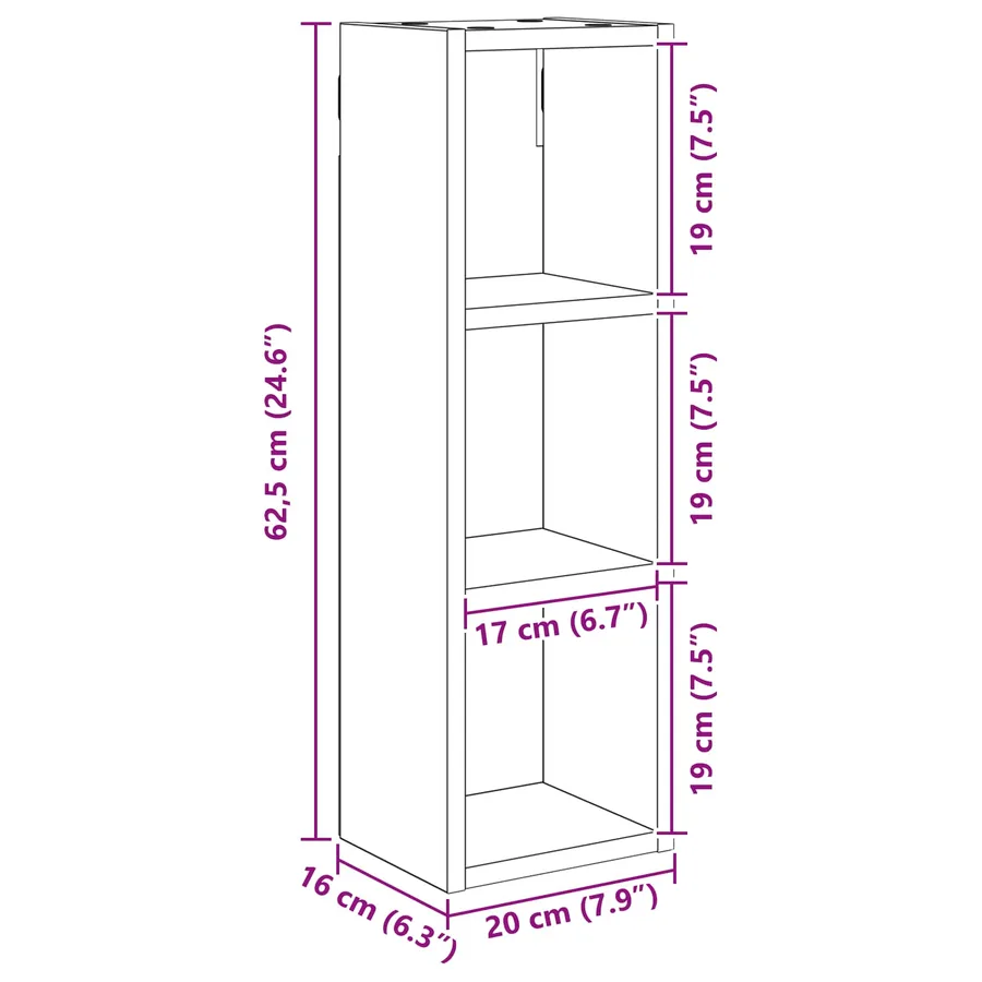 Armoire murale de salle de bain Bois ancien 20 x 16 x 62,5 cm - 8