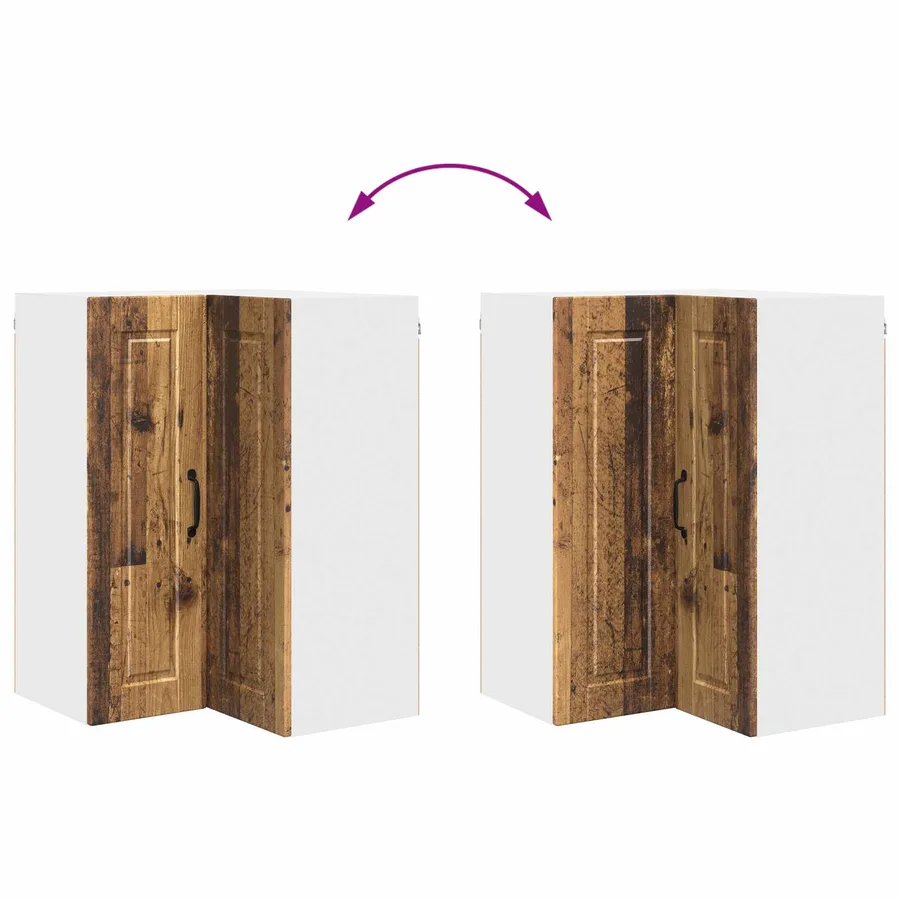 Cabinet d'angle mural PORTO Bois ancien 57 x 57 x 80 cm - 11