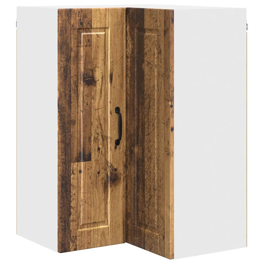 Cabinet d'angle mural PORTO Bois ancien 57 x 57 x 80 cm - 2