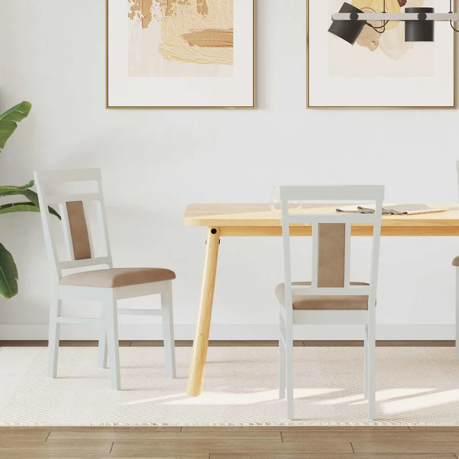Chaise de salle à manger 2 pcs Blanc et marron
