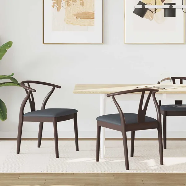 Chaise de salle à manger 2 pcs Marron clair et noir