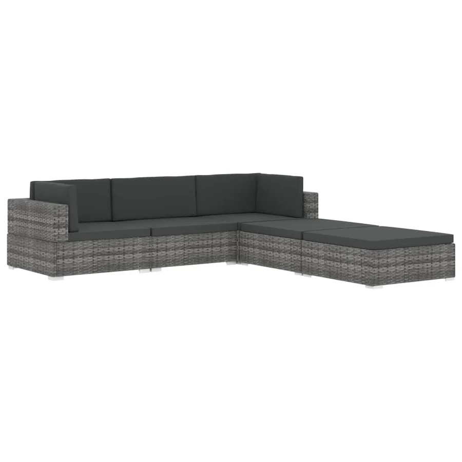 Chaise d'angle 1 pc et coussins Résine tressée Gris - 9