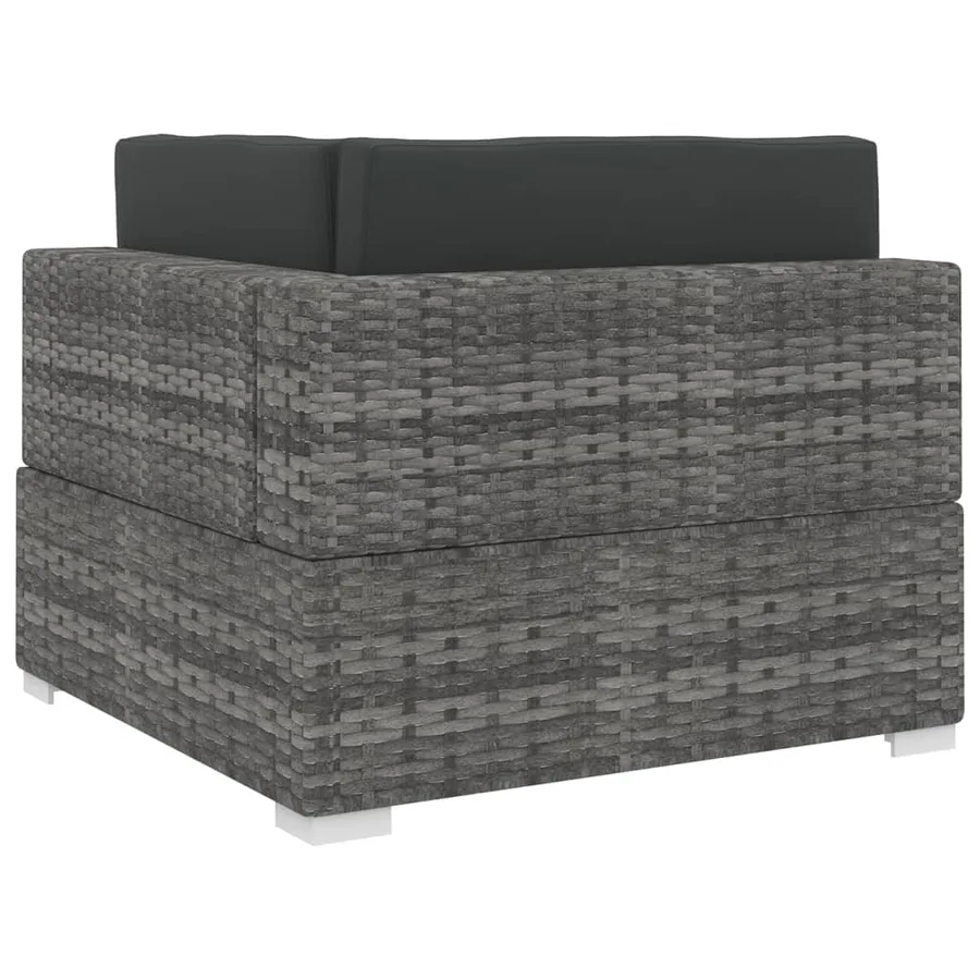 Chaise d'angle 1 pc et coussins Résine tressée Gris - 4