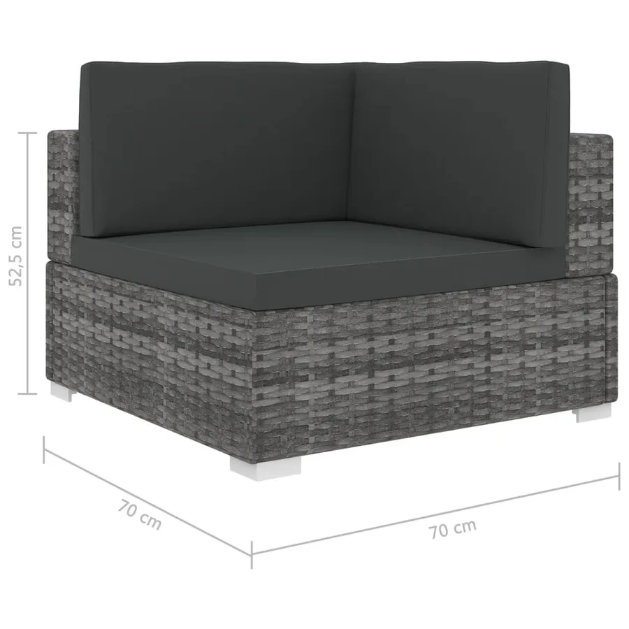 Chaise d'angle 1 pc et coussins Résine tressée Gris - 5